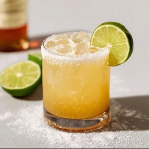 Refreshing Bourbon Margarita cocktail served with lime