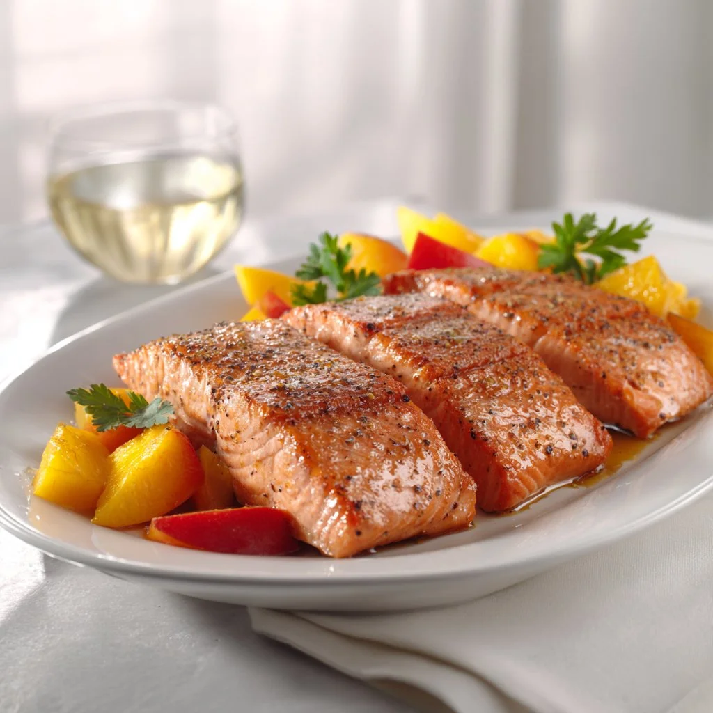 Bourbon Peach Roasted Salmon: A Flavorful Dinner Delight