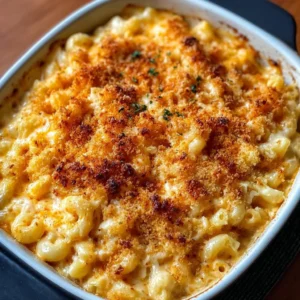 Delicious Buffalo Mac And Cheese topped with cheese sauce and spicy buffalo flavor