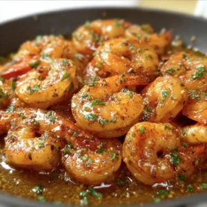 Delicious Cajun shrimp in garlic butter sauce served on a plate