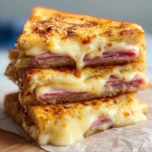 Cheesy Ham Toaster stacked with melted cheese and ham in toasted bread