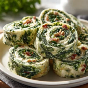 Delicious classic spinach dip pinwheels on a platter for appetizers