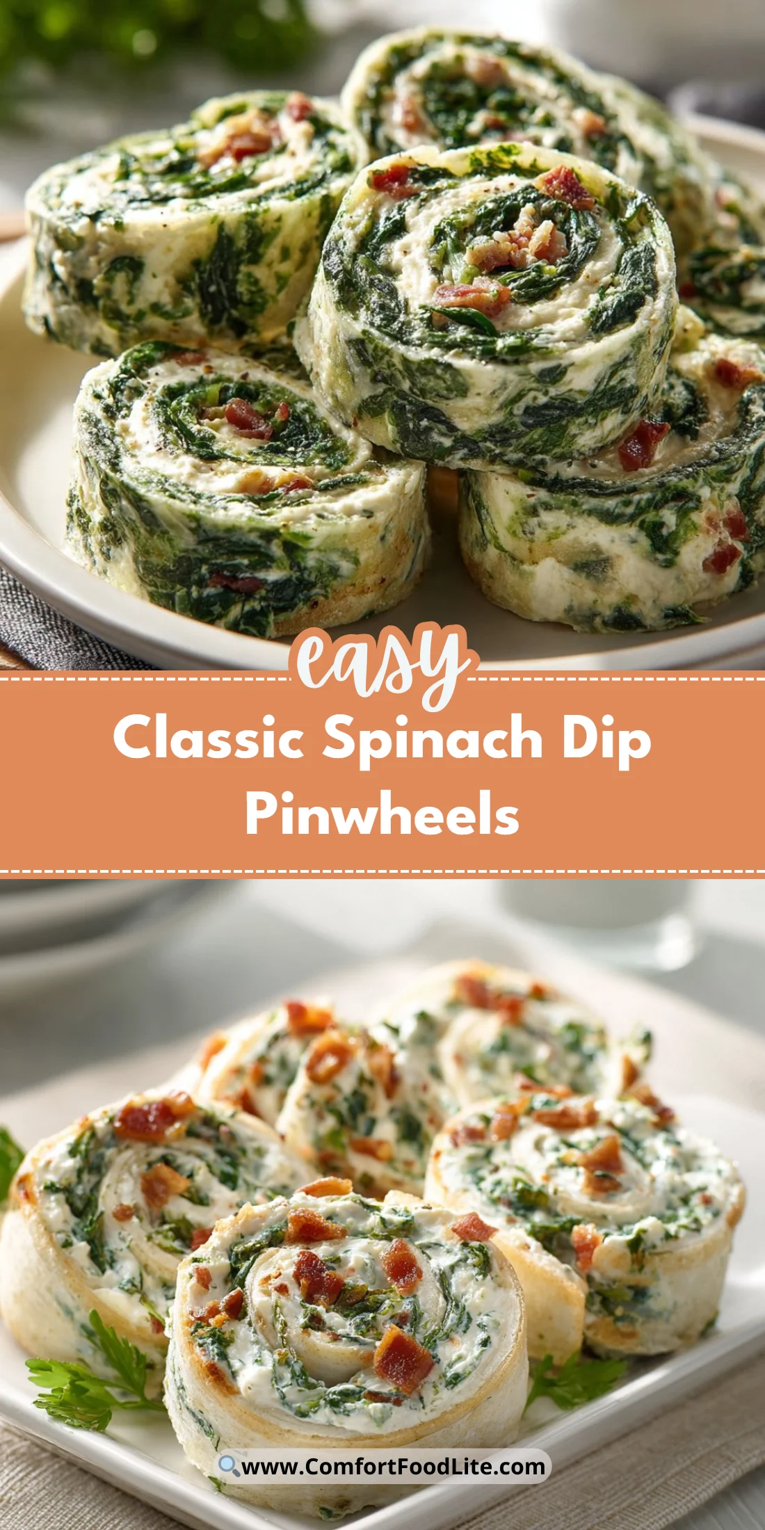 Classic Spinach Dip Pinwheels