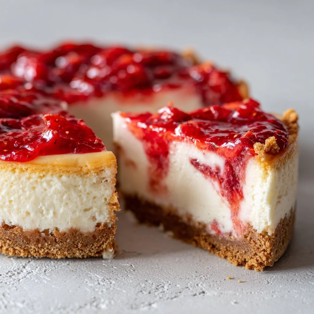 Classic Strawberry Swirl Cheesecake