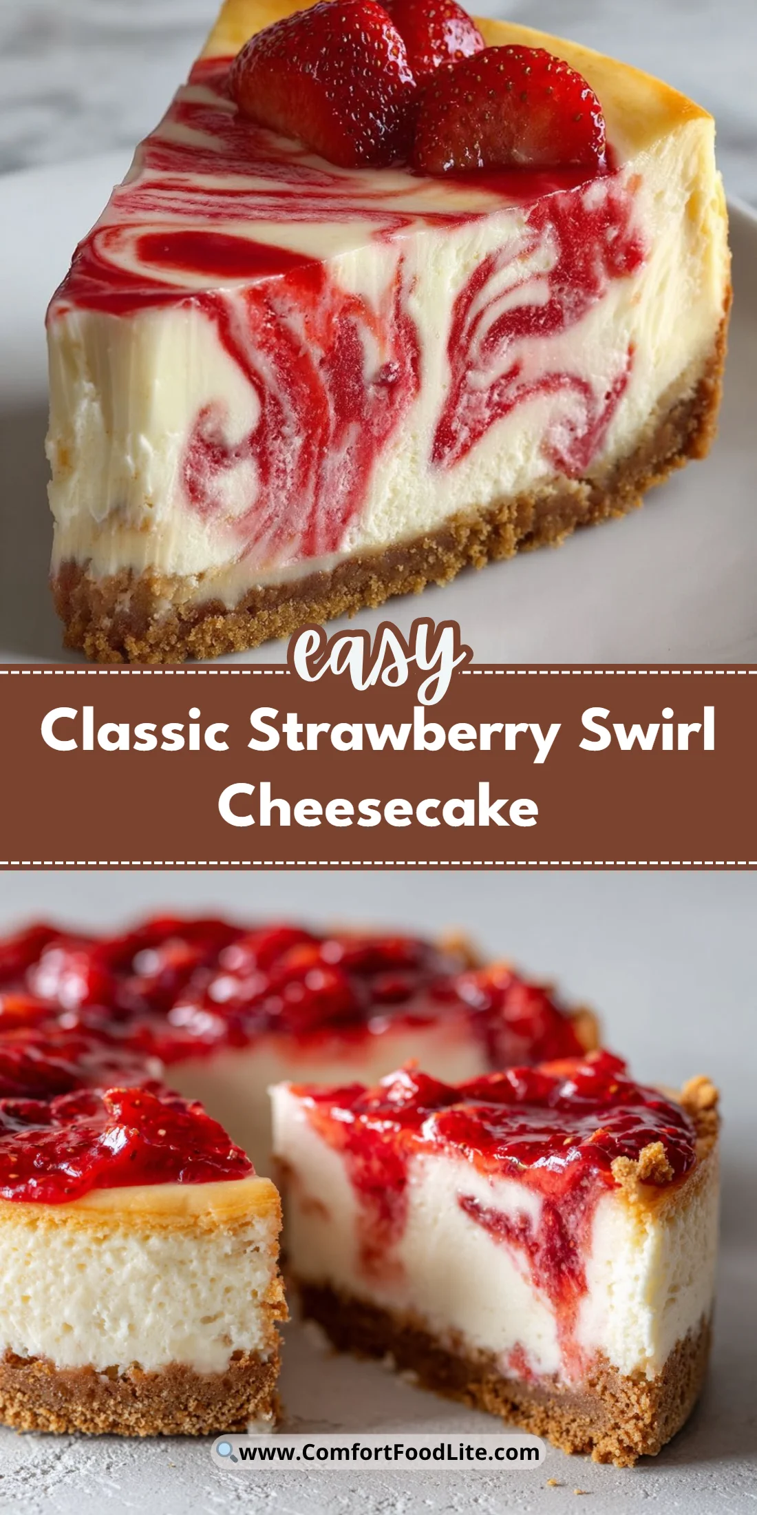 Classic Strawberry Swirl Cheesecake