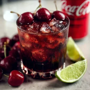 Delicious Coca Cola Margarita served in a glass with lime and salt rim