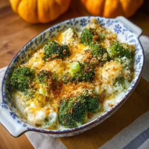 Cottage cheese and broccoli casserole served on a plate