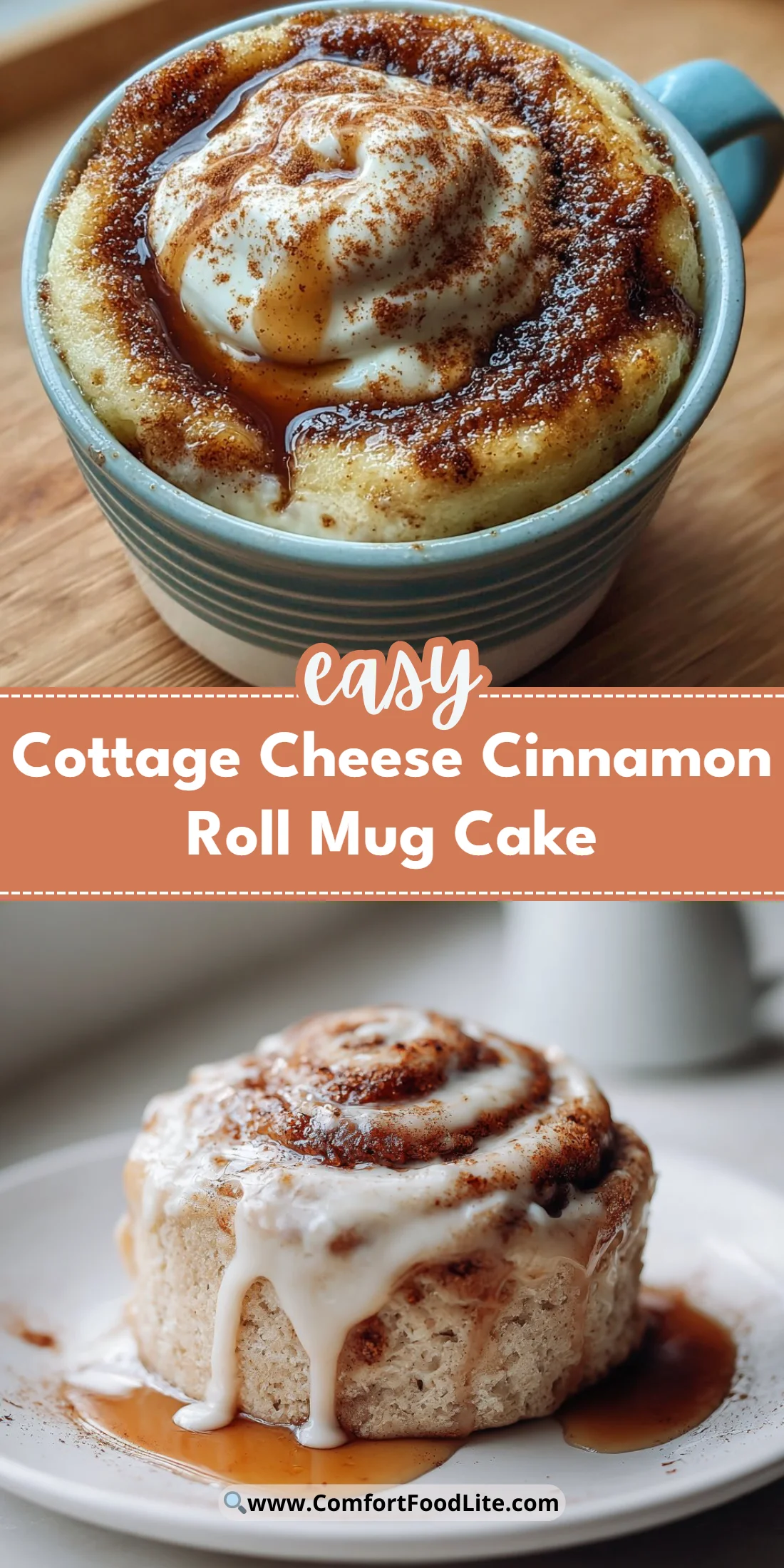 Cottage Cheese Cinnamon Roll Mug Cake