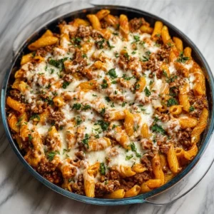 Cottage Cheese Protein Pasta Bake with Ground Beef, a hearty and nutritious dish.