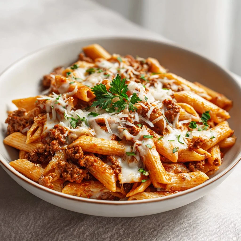 Cottage Cheese Protein Pasta Bake with Ground Beef