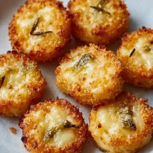 Crispy pickle cheese bites on a serving plate for guests