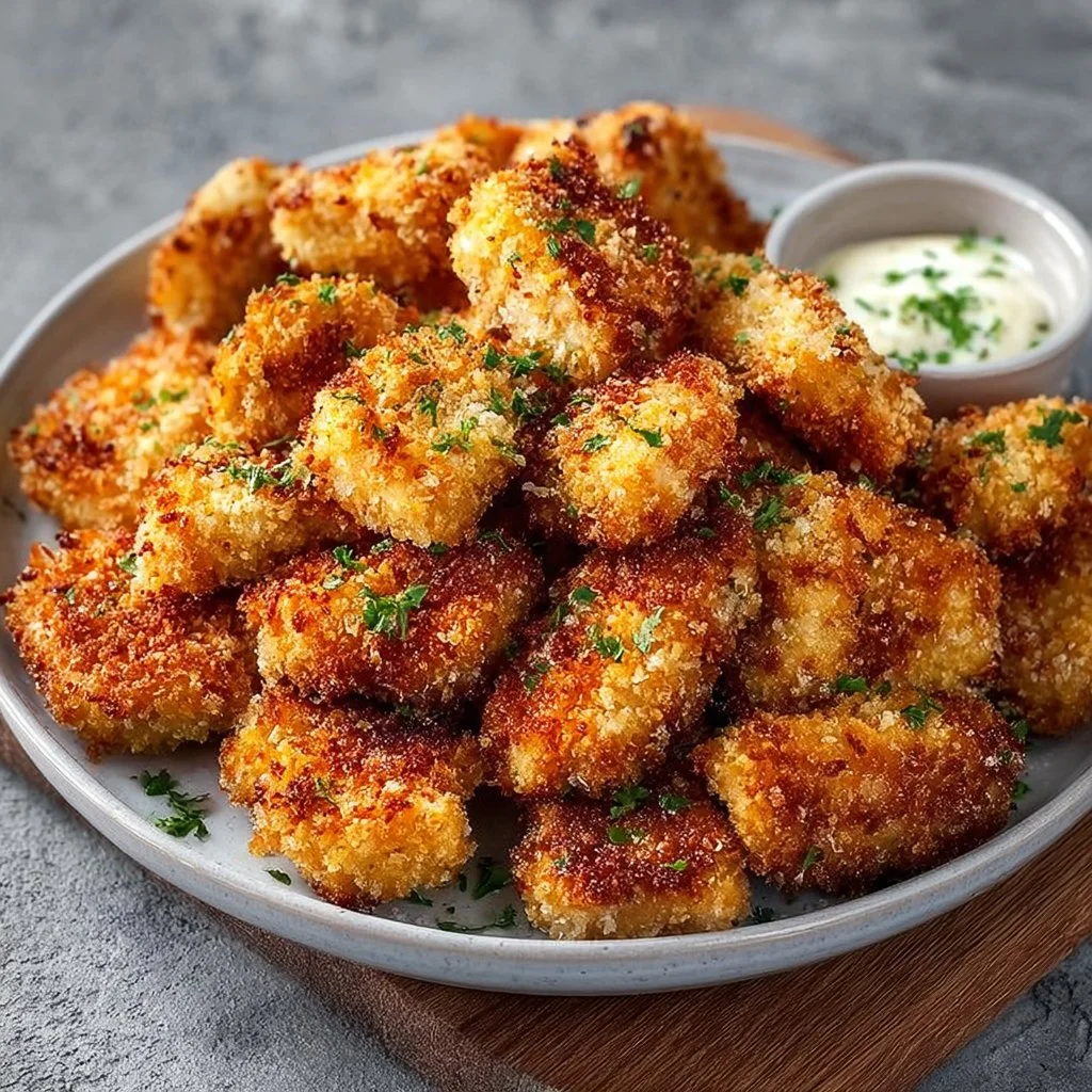 Crispy ranch chicken nuggets served with dipping sauce