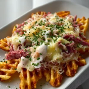 Plate of delicious Irish nachos topped with melted cheese and green onions