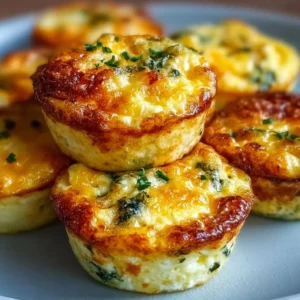 Plate of easy cottage cheese egg bites with herbs and vegetables