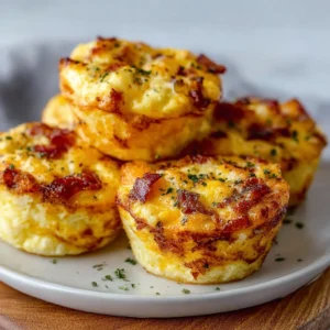 Easy cottage cheese egg bites recipe on a plate garnished with herbs