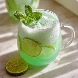 Delicious green shamrock punch in a festive glass for St. Patrick's Day
