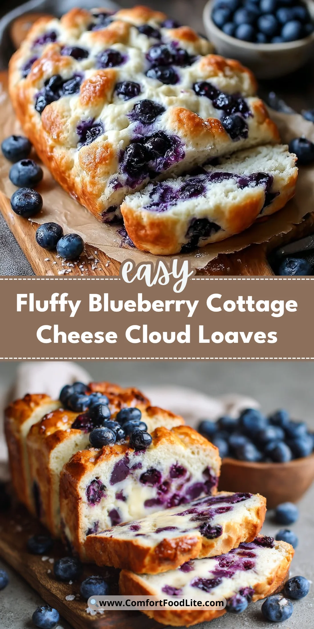 Fluffy Blueberry Cottage Cheese Cloud Loaves
