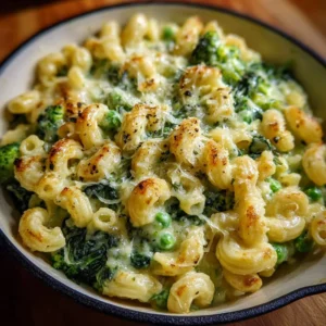 Delicious bowl of Green Mac and Cheese made without food coloring, featuring fresh ingredients