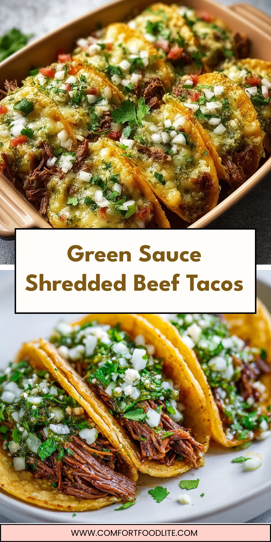 Green Sauce Shredded Beef Tacos