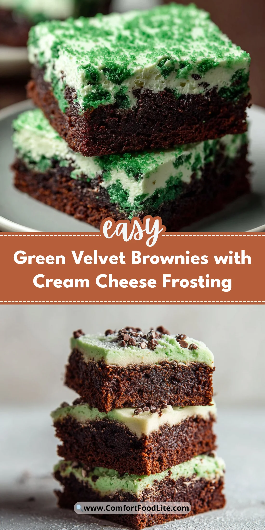 Green Velvet Brownies with Cream Cheese Frosting
