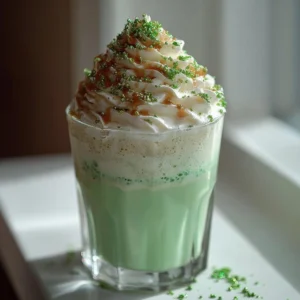 Colorful Saint Patrick's Day drink with shamrocks and festive decorations
