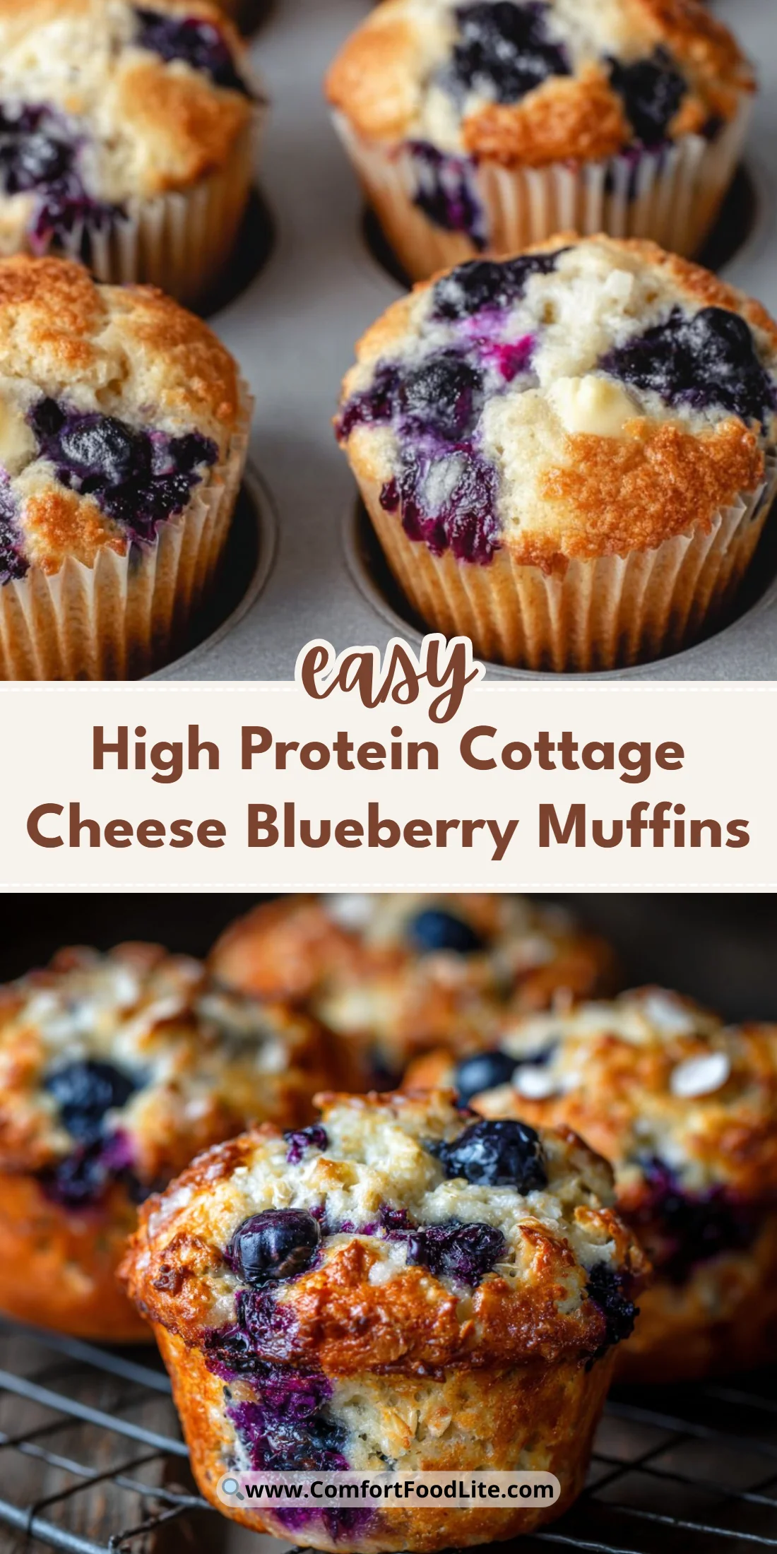 High Protein Cottage Cheese Blueberry Muffins