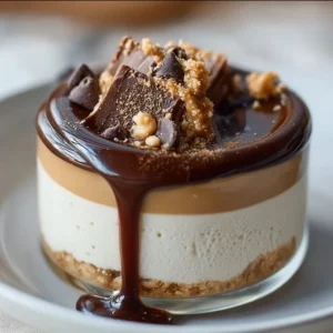 Healthy peanut butter cup mousse made with cottage cheese for guilt-free indulgence