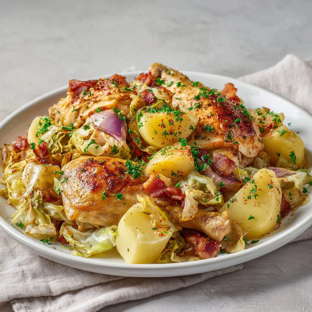 Irish Chicken with Cabbage, Potatoes, Bacon and Onions