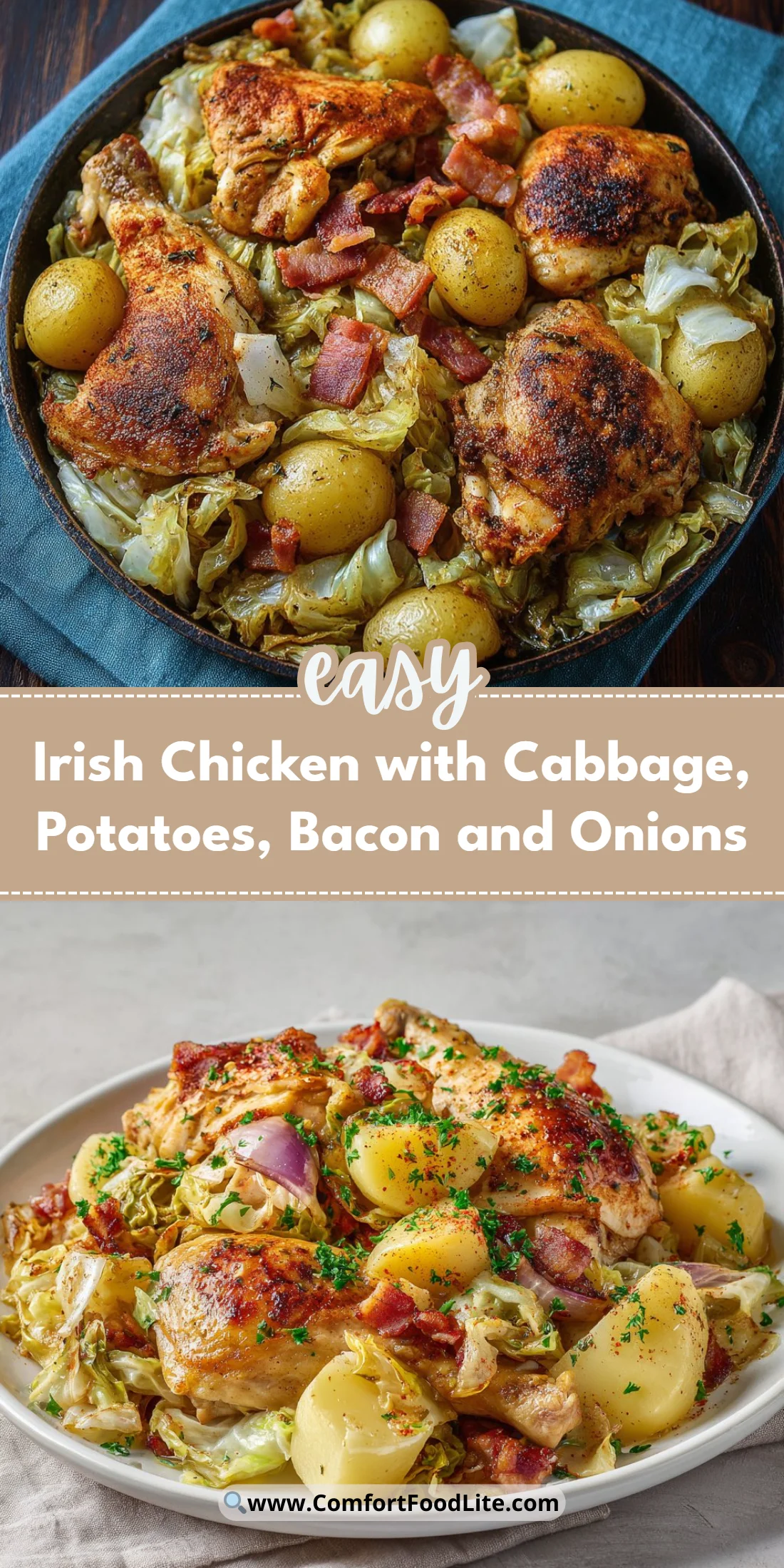 Irish Chicken with Cabbage, Potatoes, Bacon and Onions