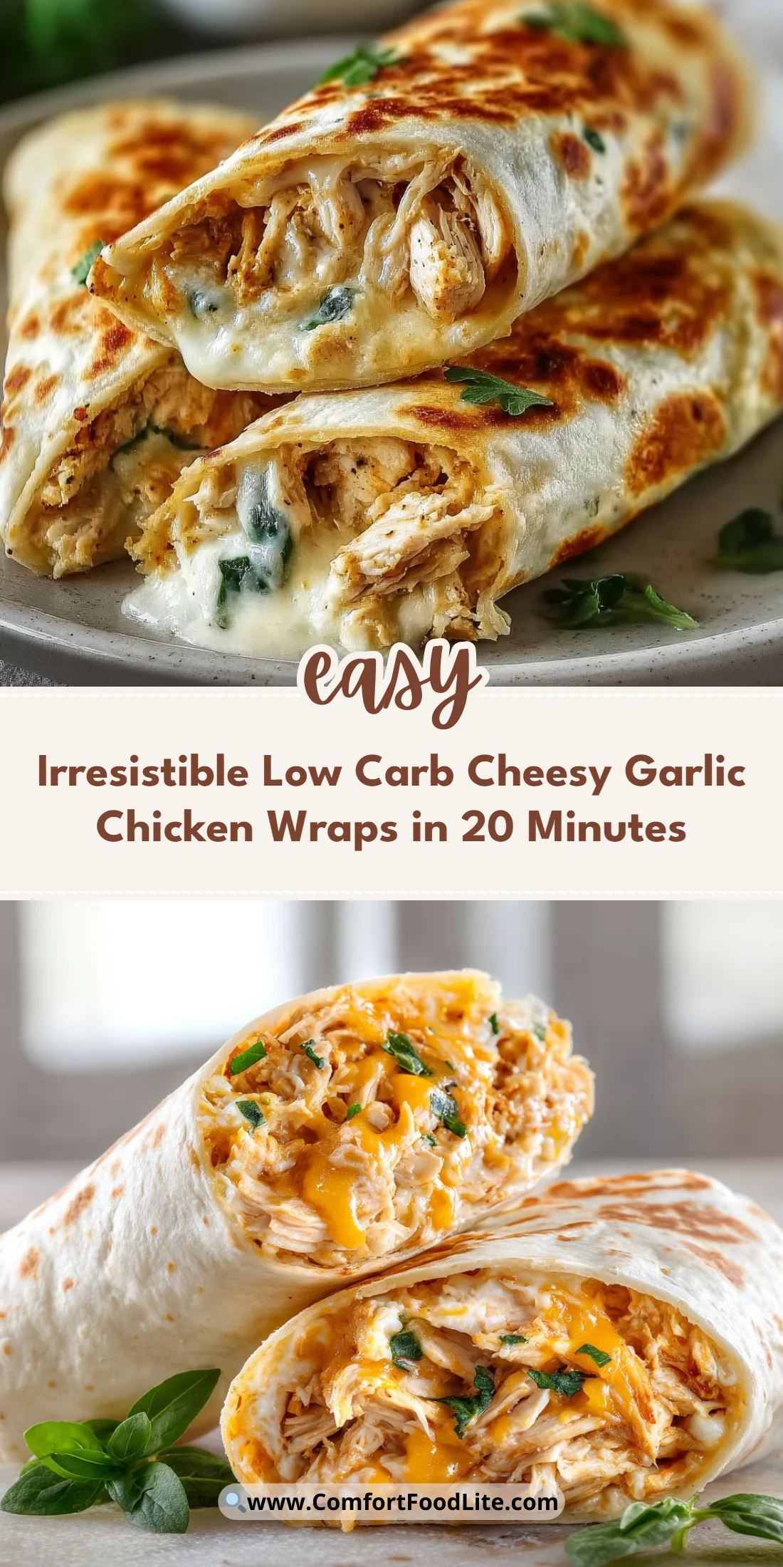 Irresistible Low Carb Cheesy Garlic Chicken Wraps in 20 Minutes