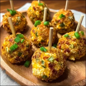 Jalapeno cheese ball bites served on a platter