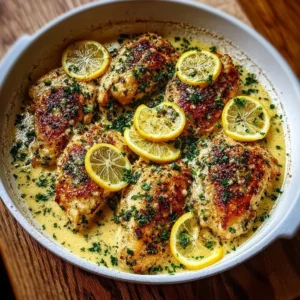Delicious Lemon Chicken Romano garnished with lemon and herbs