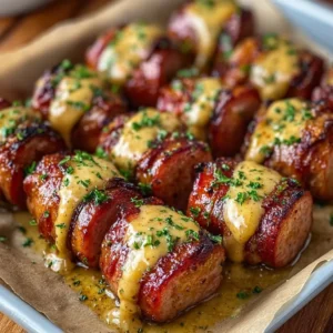 Mustard Hasselback Kielbasa Bites served as an appetizer