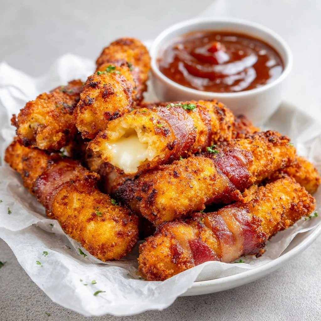 Nashville Hot Bacon Wrapped Mozzarella Sticks