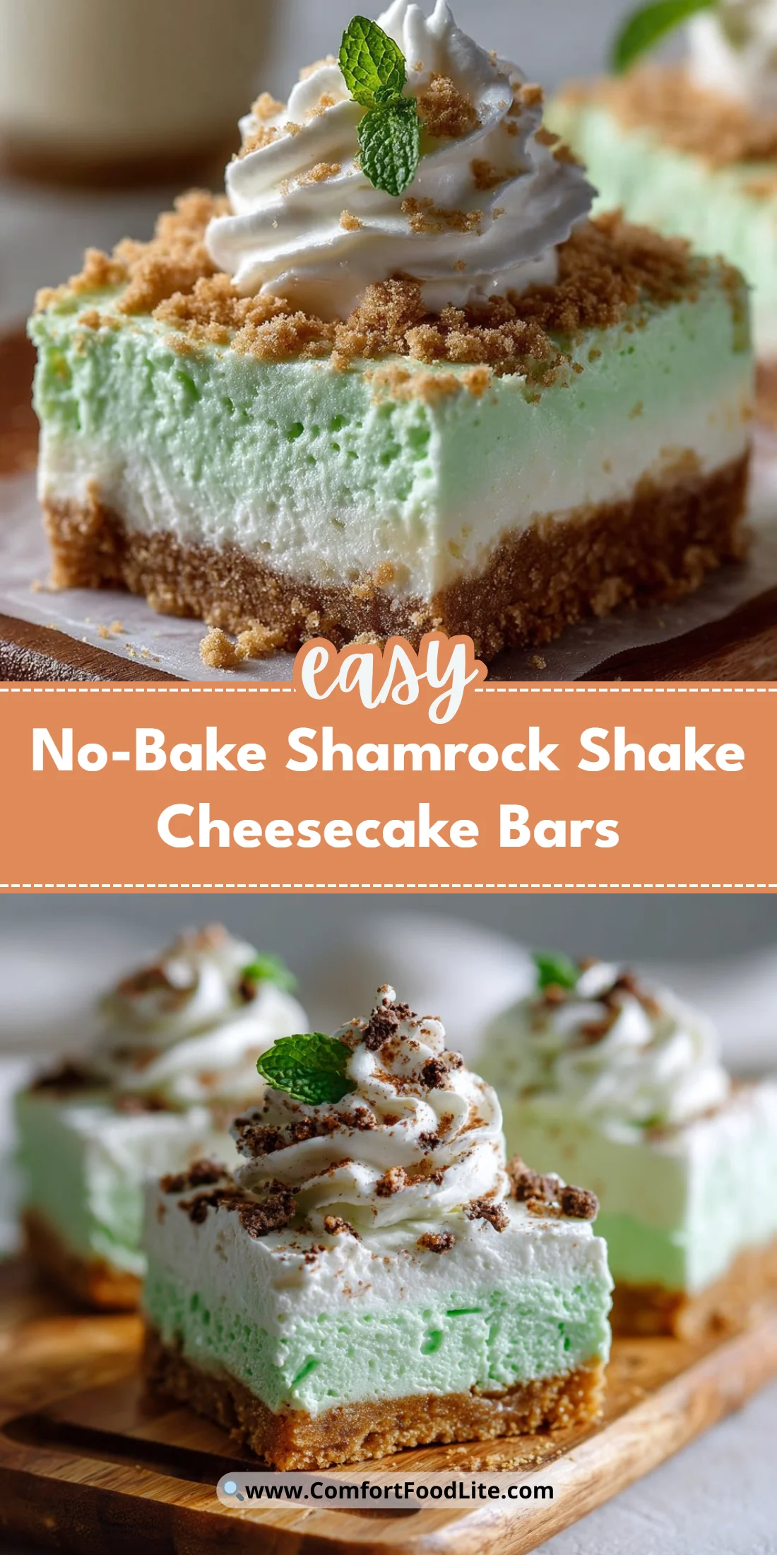 No-Bake Shamrock Shake Cheesecake Bars