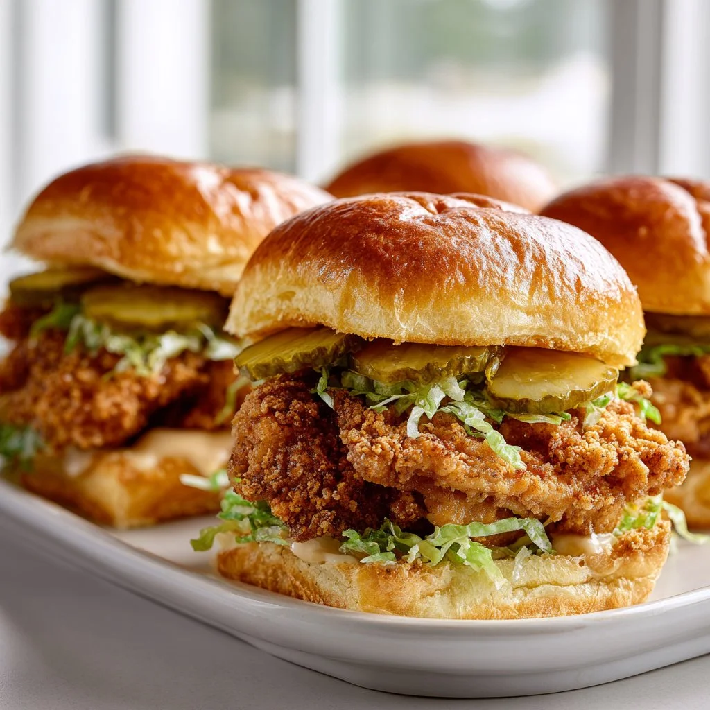 Pickle-Brined Fried Chicken Sliders