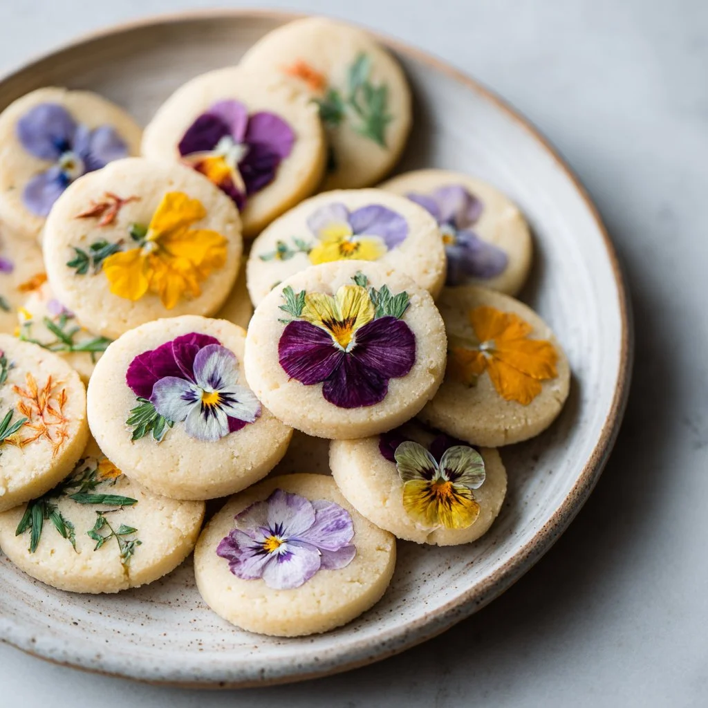 Pressed Flower Shortbread Toppers