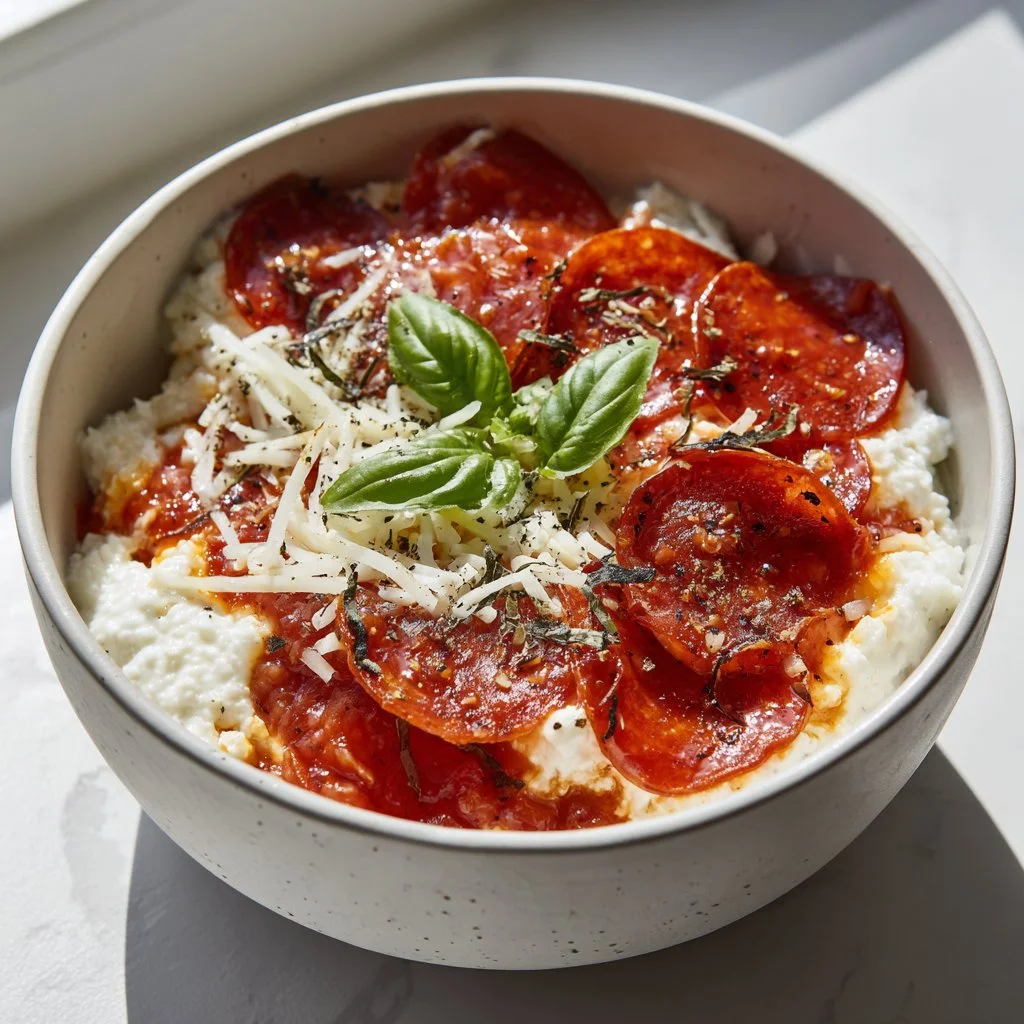 Simple Cottage Cheese Pizza Bowl