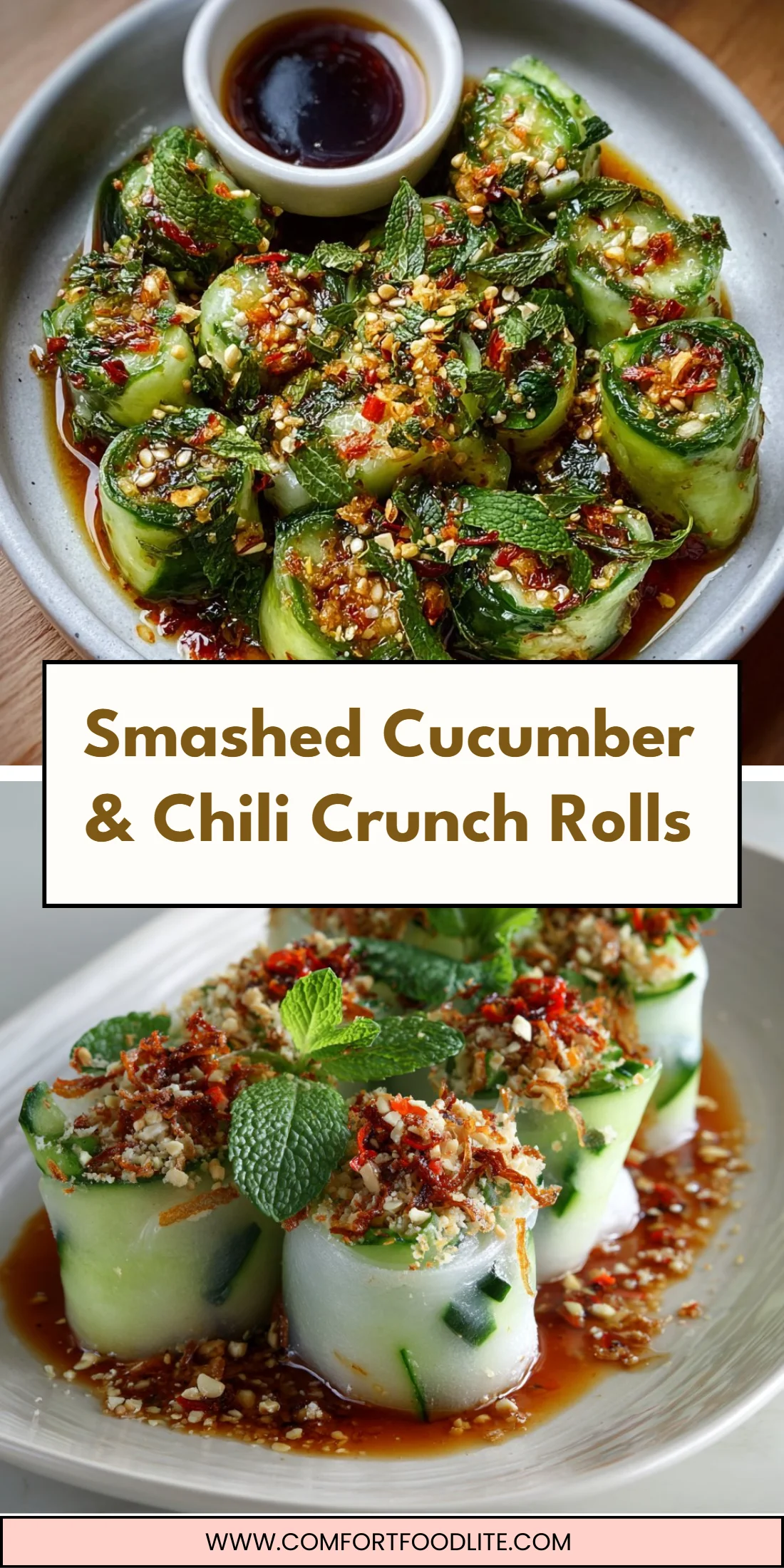 Smashed Cucumber & Chili Crunch Rolls