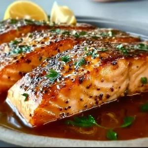 Delicious Texas Roadhouse style baked salmon dish, served on a plate.