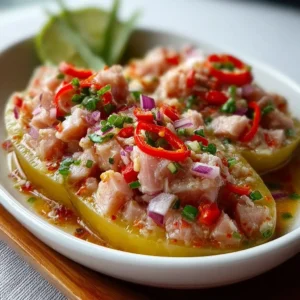 Tuna Kinilaw stuffed in Dalandan fruit showcasing fresh ingredients and vibrant colors.