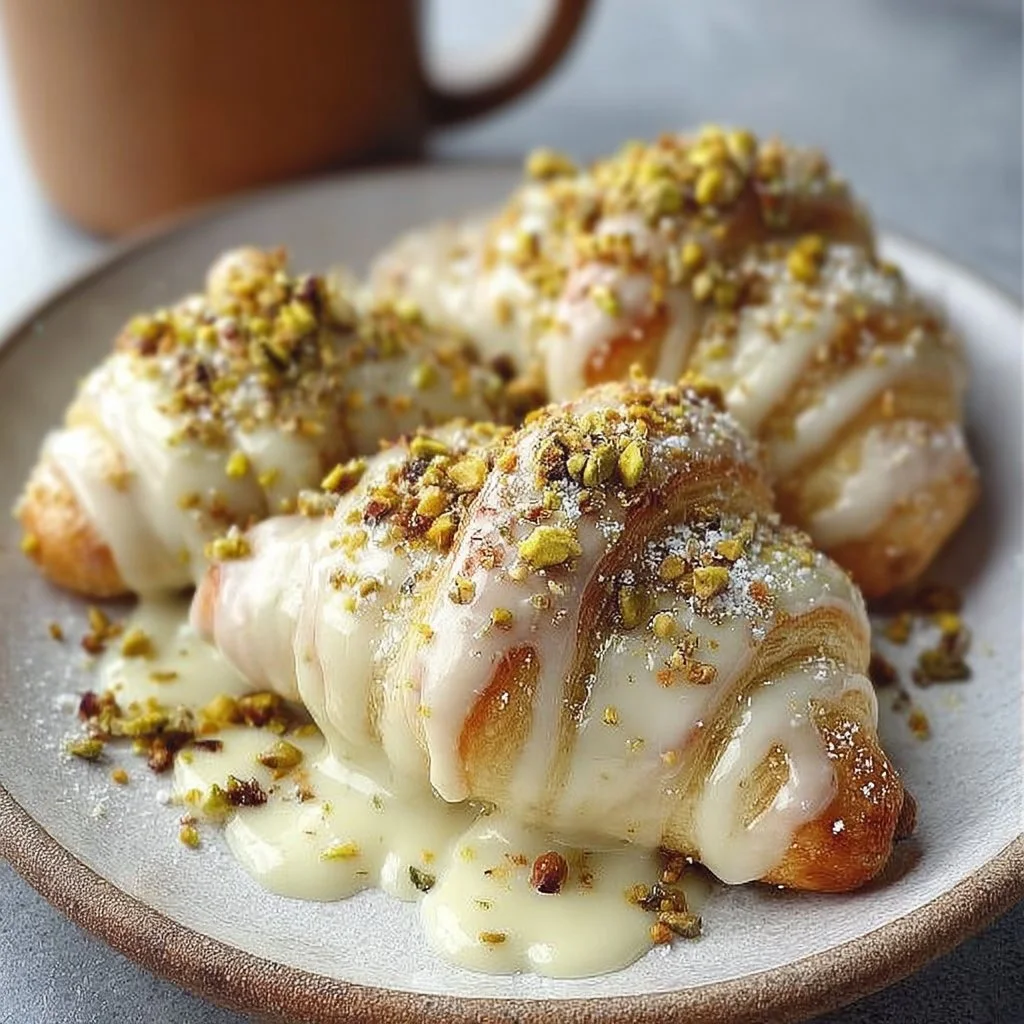 White Chocolate and Roasted Pistachio Drip dessert topped with crushed nuts