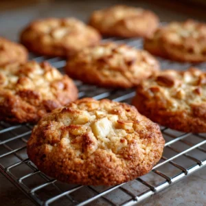 Delicious homemade apple cookies with cinnamon and nutmeg.