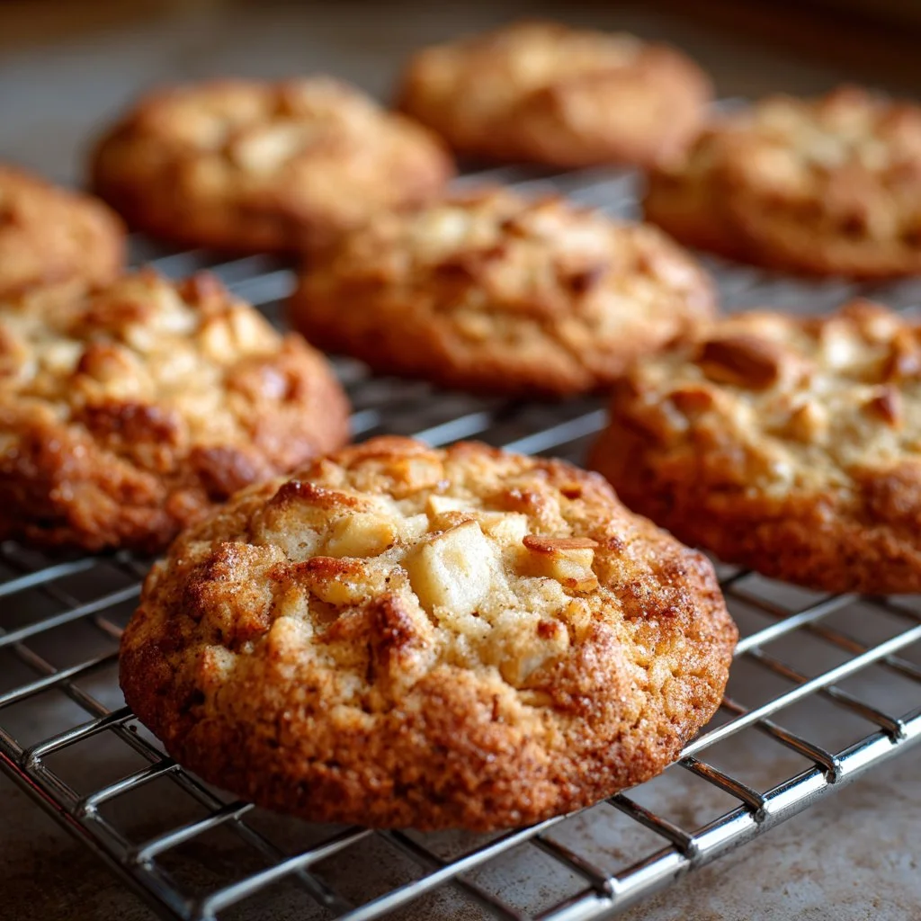 Delicious homemade apple cookies with cinnamon and nutmeg.