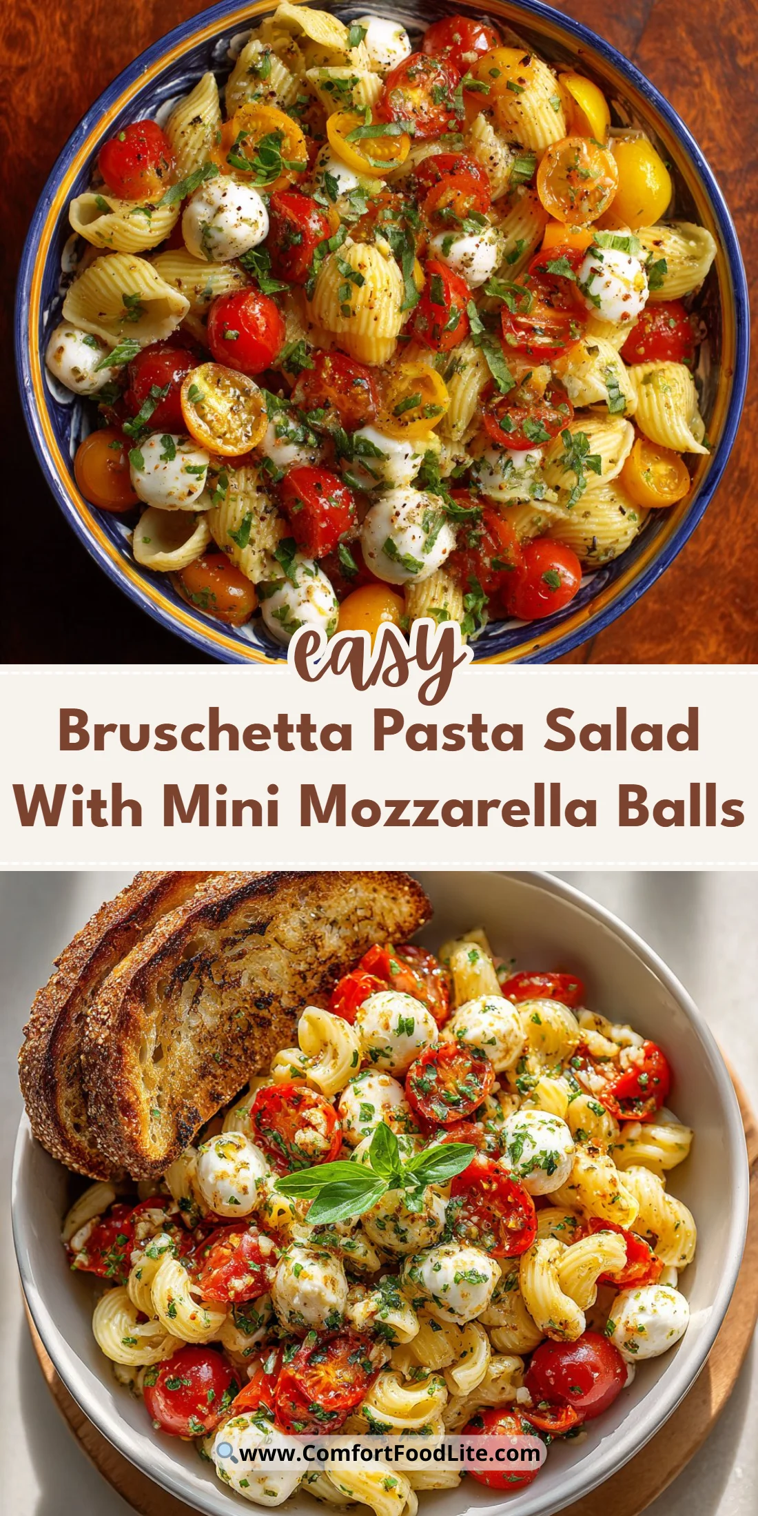 Bruschetta Pasta Salad With Mini Mozzarella Balls