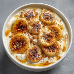 Delicious no-bake caramelized banana pudding dessert topped with whipped cream.