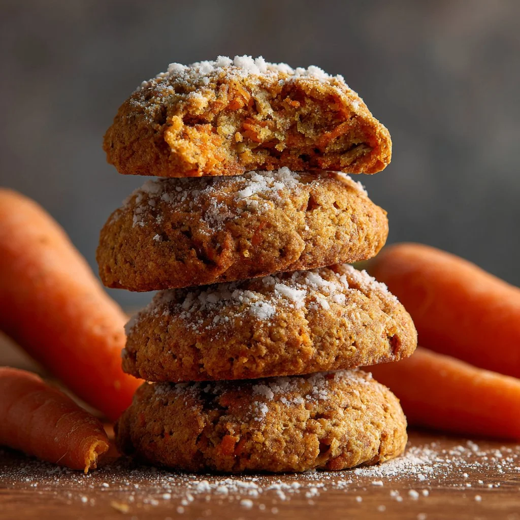 Delicious homemade Carrot Cake Cookies topped with cream cheese frosting