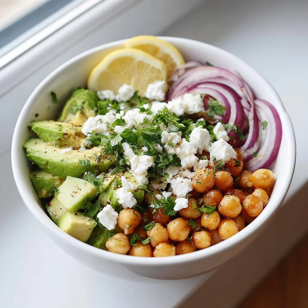 Chickpea Feta Avocado Salad