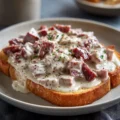 Delicious chipped beef on toast, a classic comfort food dish.