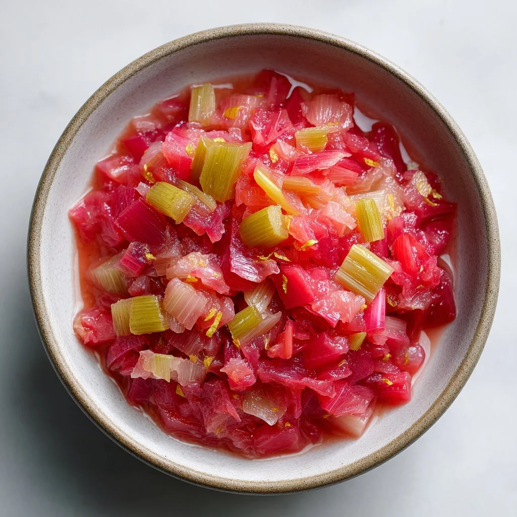 Classic Rhubarb Orange Compote served in a bowl